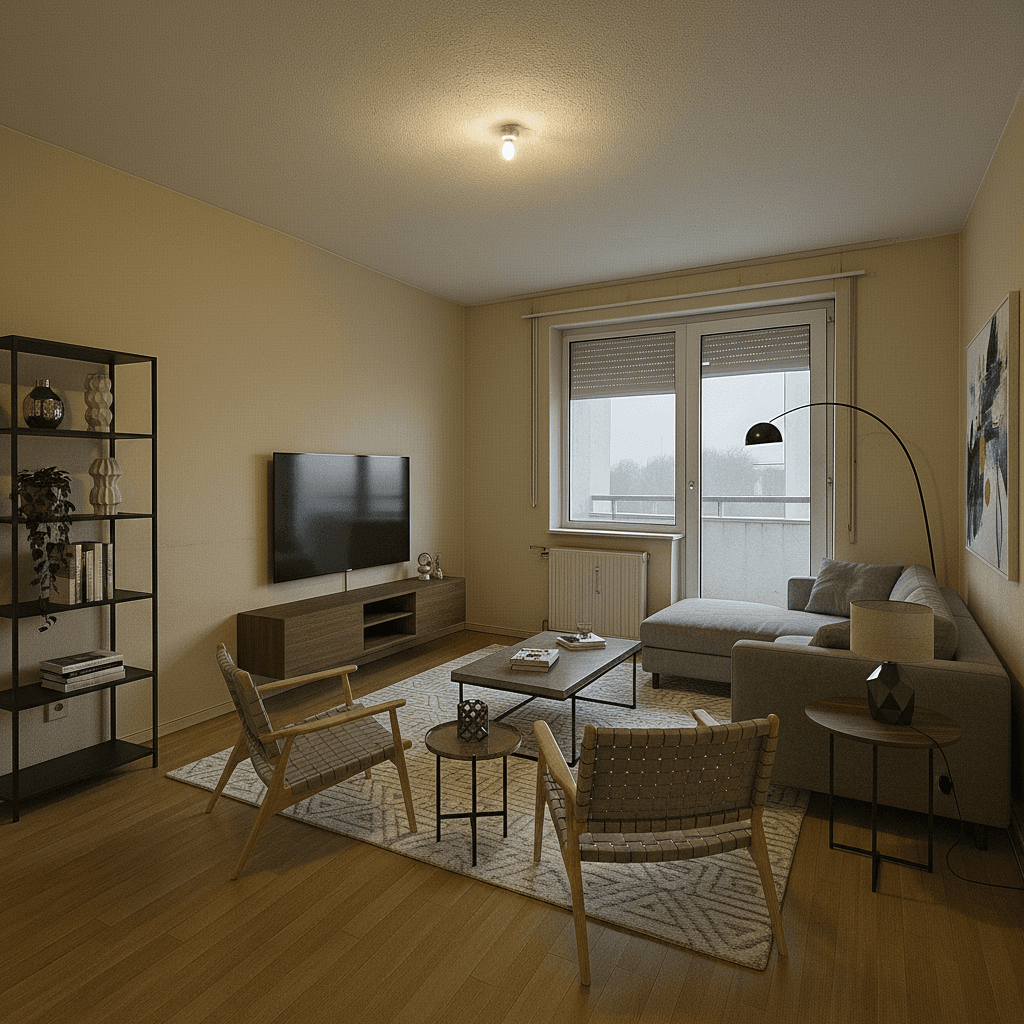 Aménagement virtuel : salon moderne