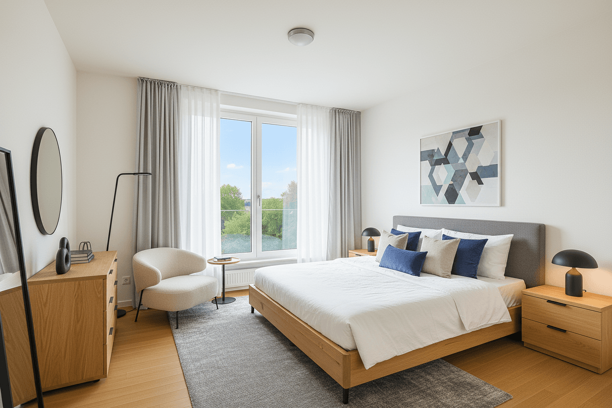 Photo de chambre après mise en scène virtuelle